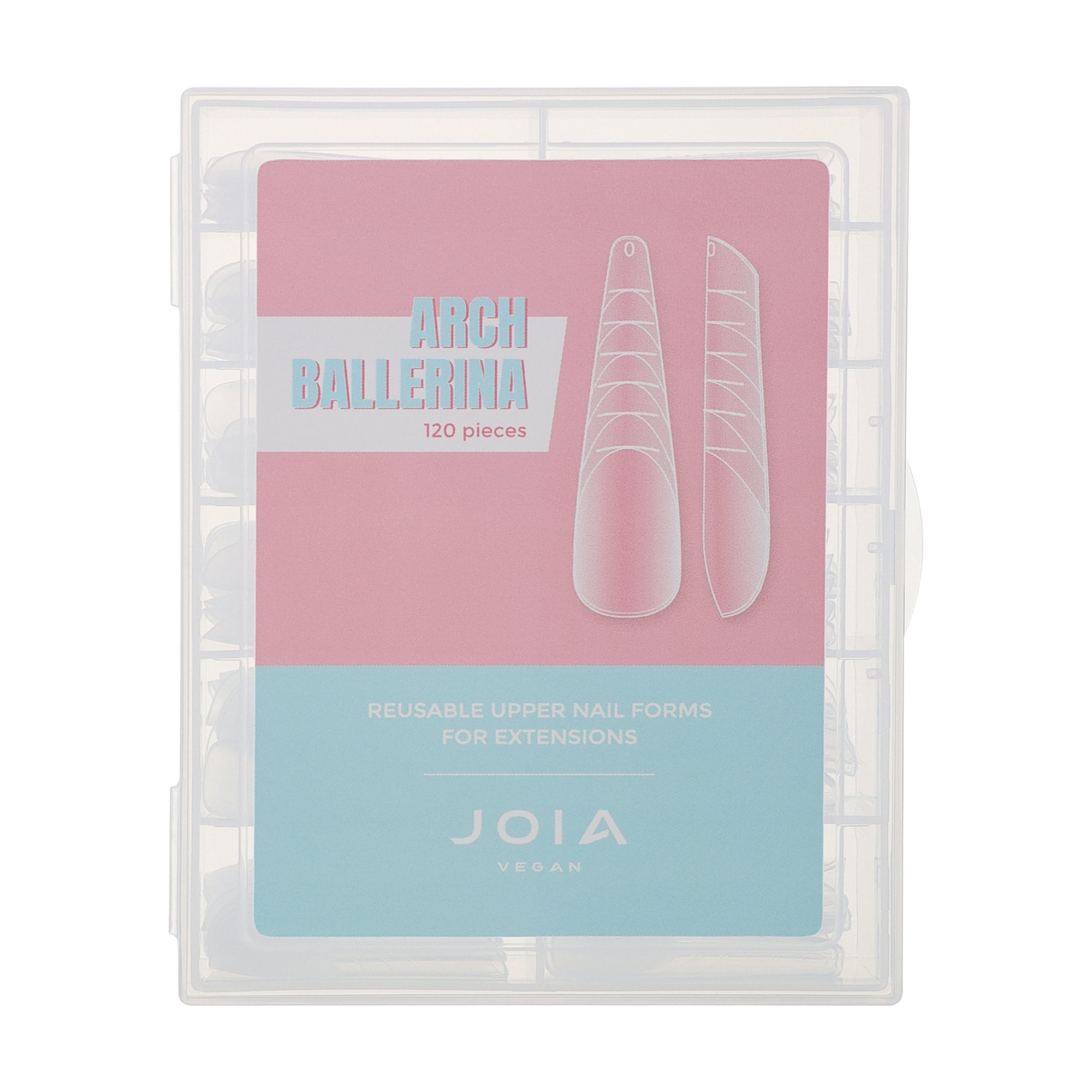 Багаторазові верхні форми для нарощування JOIA vegan Reusable Upper Nail Forms, Arch Ballerina, 120 шт