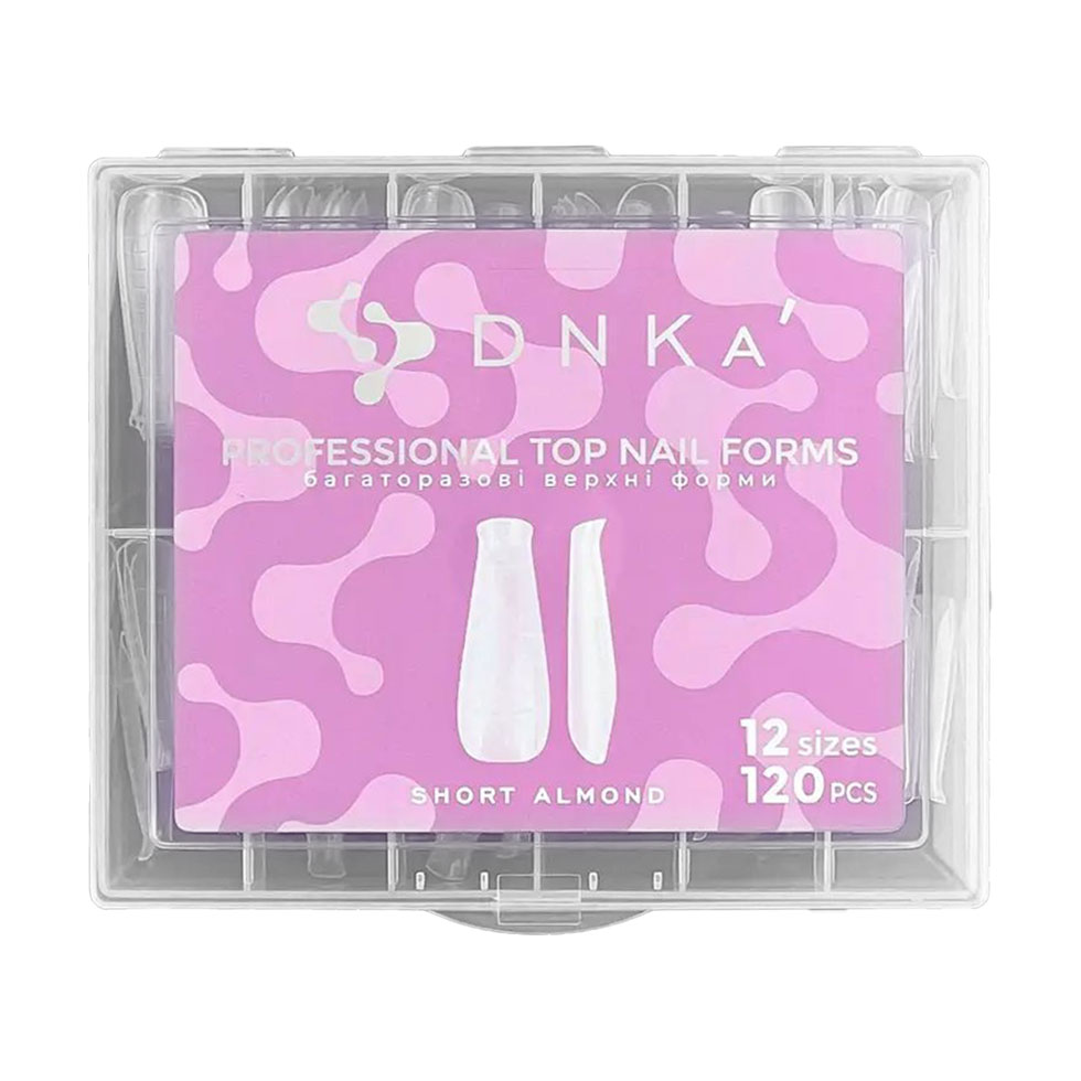 Багаторазові верхні форми для нарощування нігтів DNKa' Professional Top Nail Forms Short Almond укорочений мигдаль, розмір 12, 120 шт