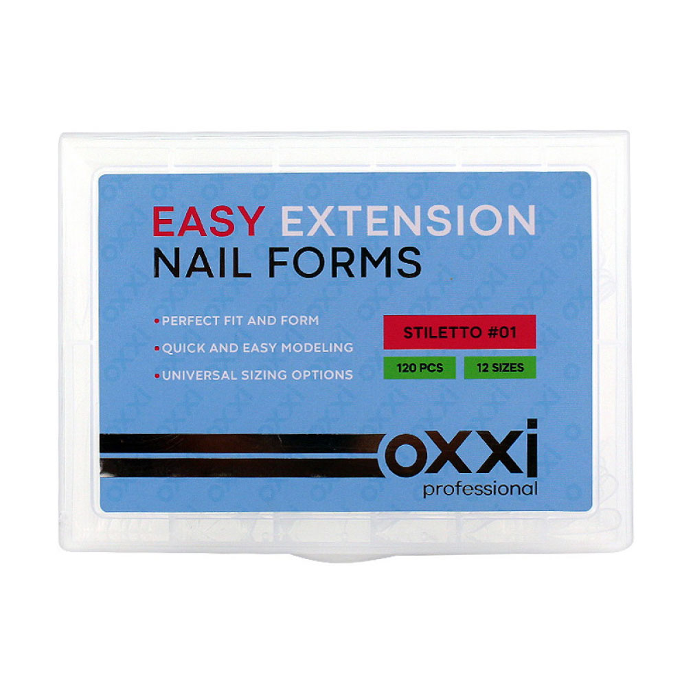 Верхні форми для нарощування нігтів Oxxi Professional Nail Forms 01 Stiletto, 120 шт